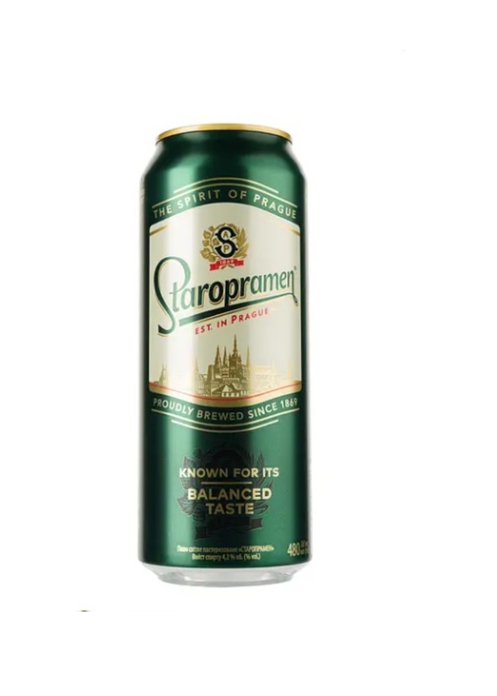 Пиво Staropramen /Старопрамен, світле, 4,2%, з/б, 0,48 л