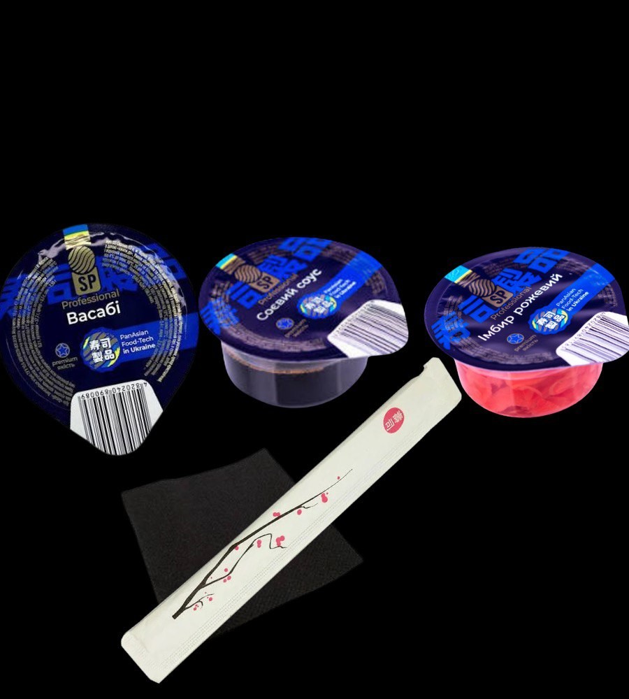 Набір імбир,васабі, соєвий,серветки,палички звч