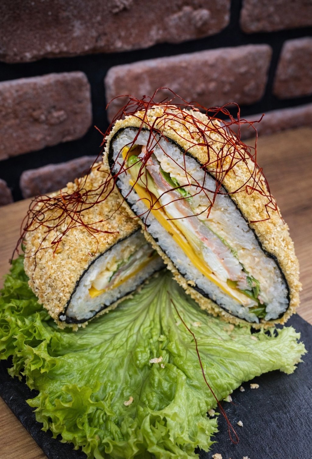 Суші бургер з креветкою та сиром