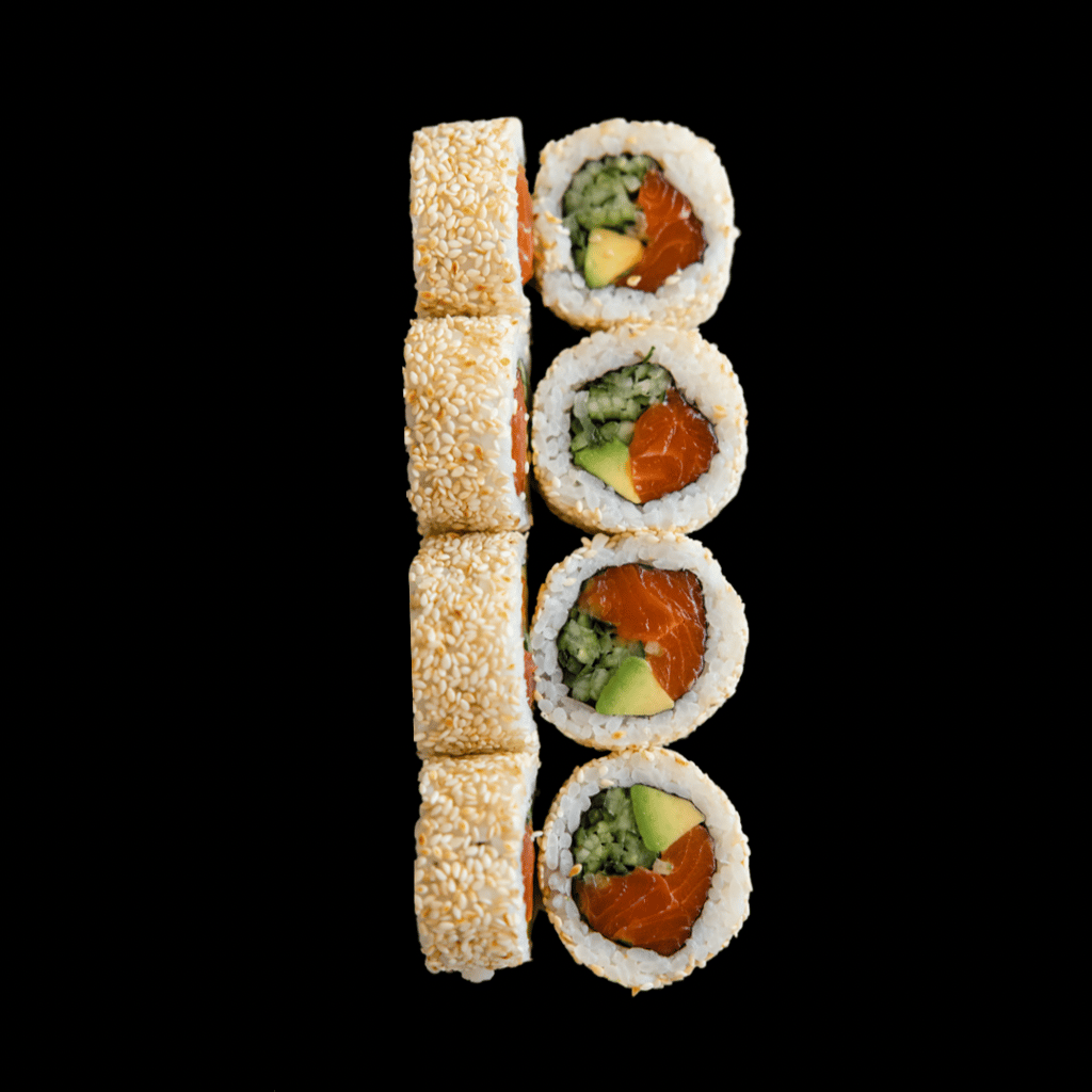 Каліфорнія в кунжуті з копченим лососем