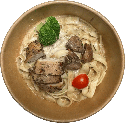 Паста поло е порчіні (Паста з куркою та грибами)