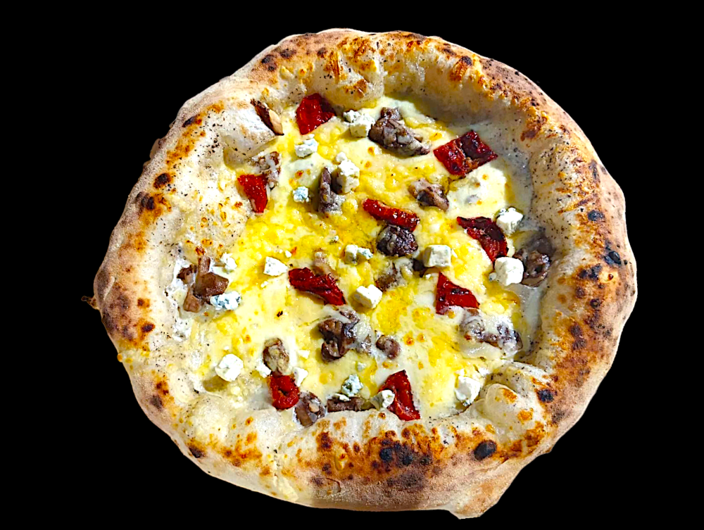 Кваттро Формаджі з лісовими грибами та в'яленими томатами.