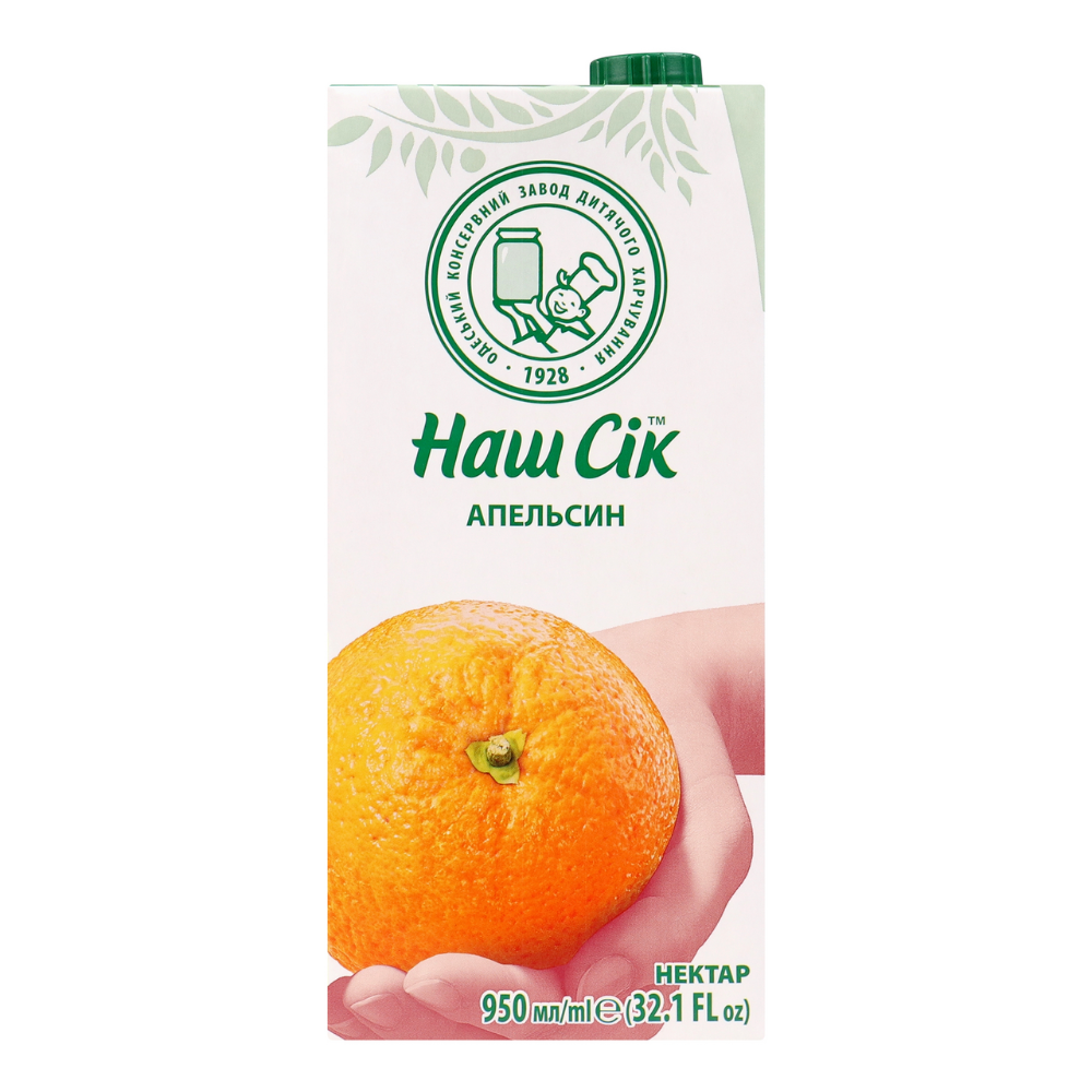 Сік Апельсиновий "Наш Сік" 0,95 л.