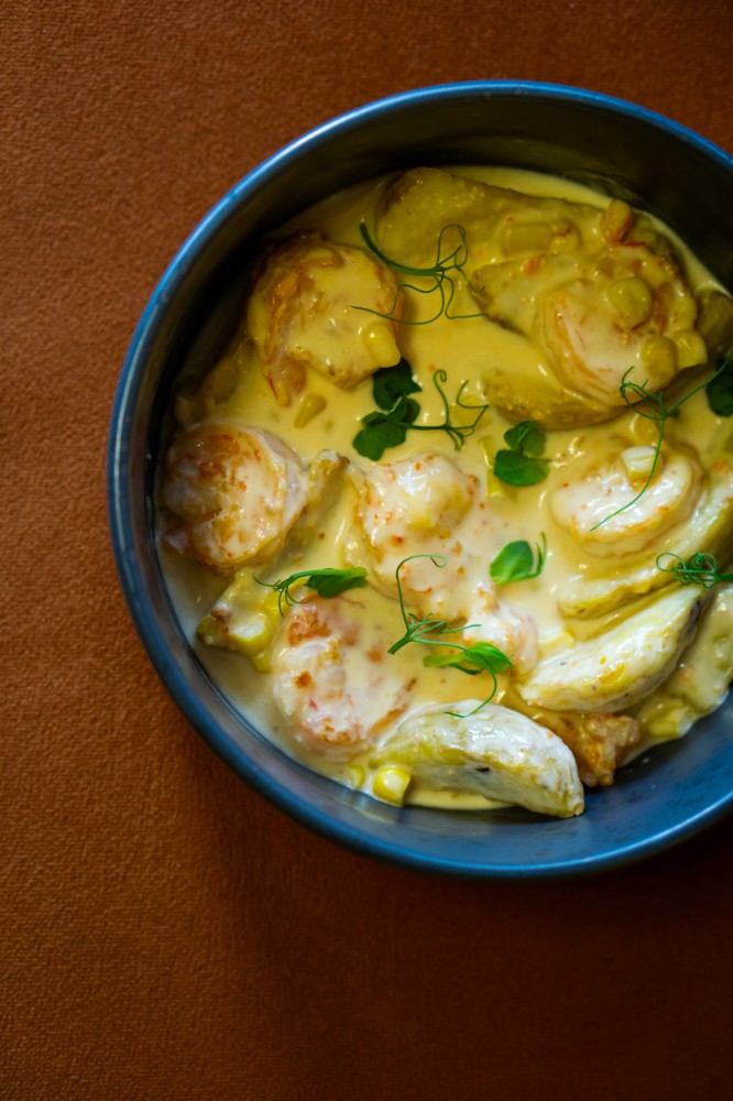 Картопля з креветками