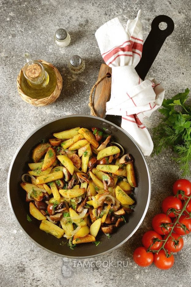 Смажена картопля з грибами