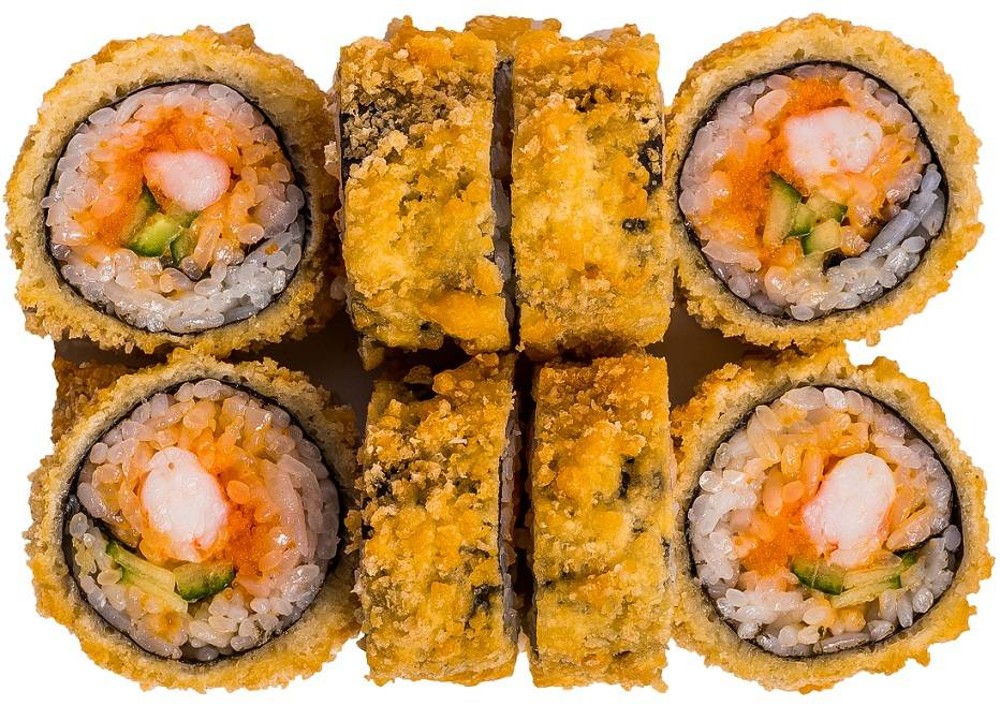 Горячий рол з лососем і креветкою 