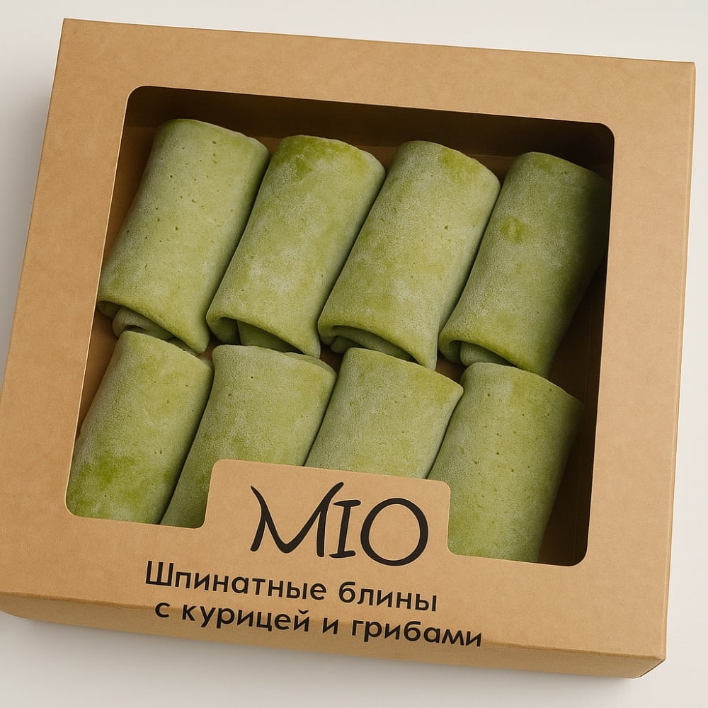 Блины шпинатные с курицей и шампиньонами, 700 гр.