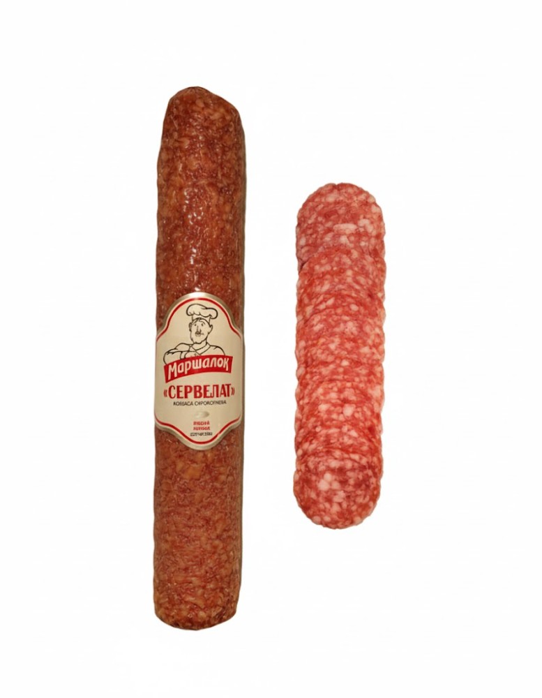 Ковбаса "Сервелат" сирокопчена в/г