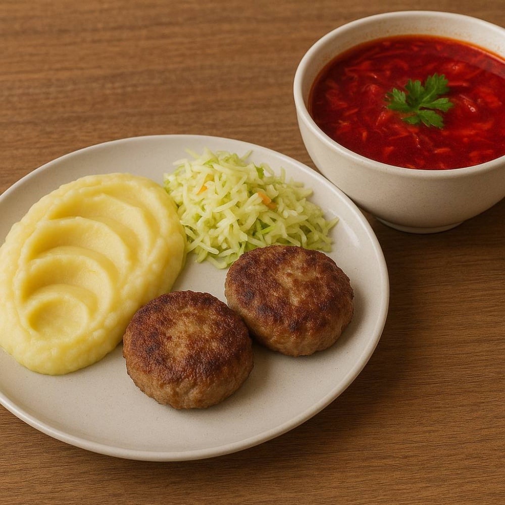 Меню борщ та котлетки по-харківськи