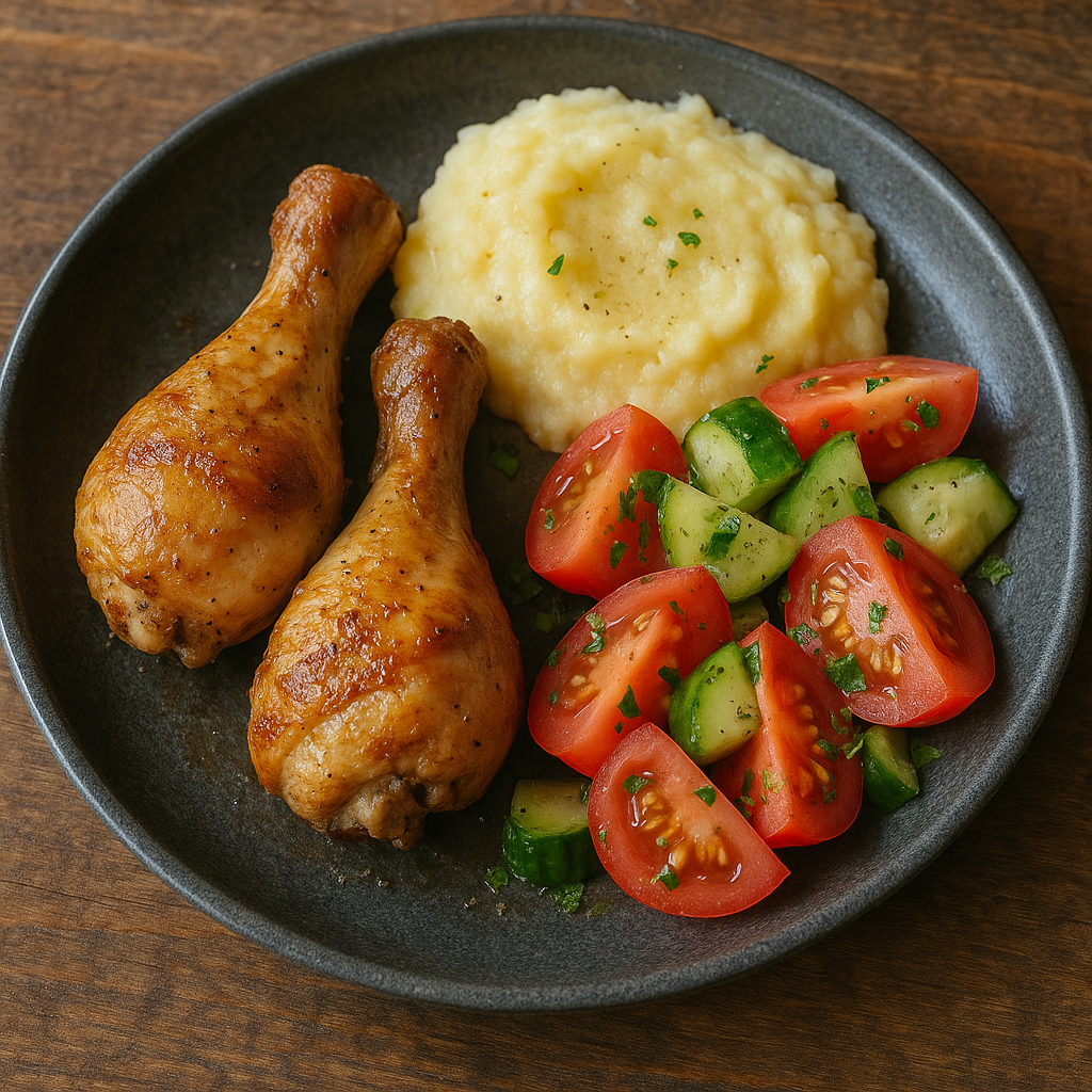 Курячі запечені ніжки з картоплею пюре