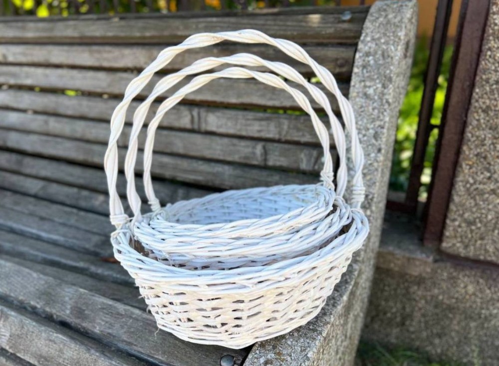 Корзина плетена біла, розмір 2