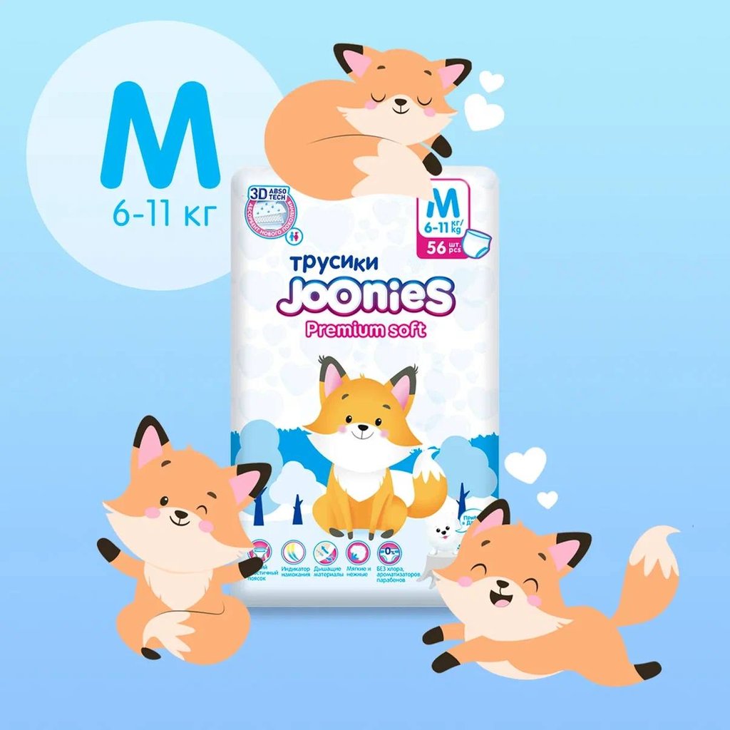 Трусики Premium Soft Размер M 6-11 кг (56 шт/уп)