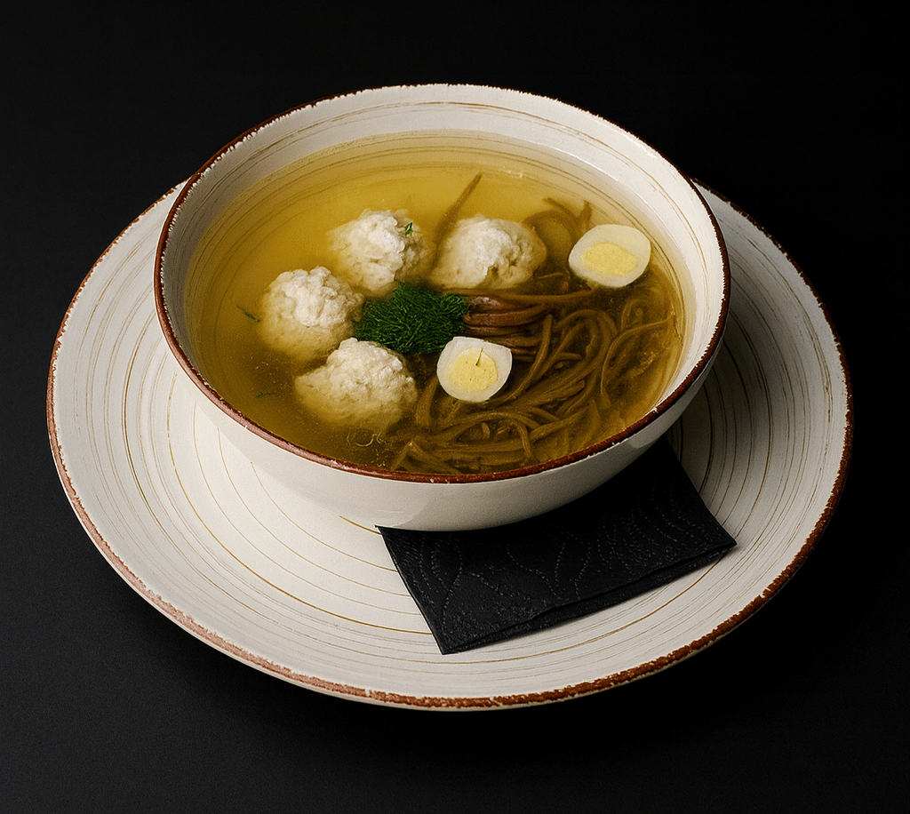 Бульон курячий з фрікадельками та гречаной локшиной