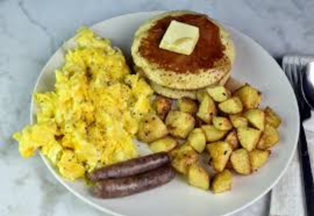 Option 3 - Ghanaian Pancake Breakfast (Pancakes, Eggs and Chicken sausage)