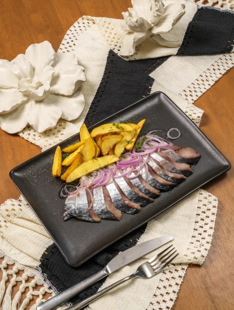 Homemade Mackrel with fried potato and dill