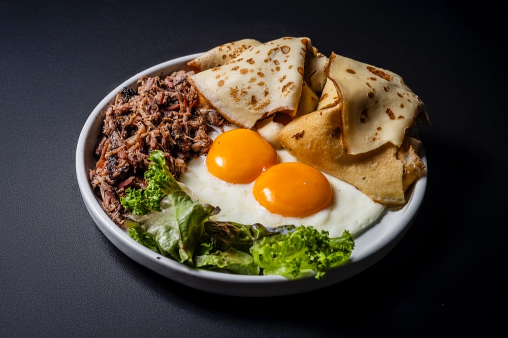 CREPES WITH BRISKET AND FRIED EGG
