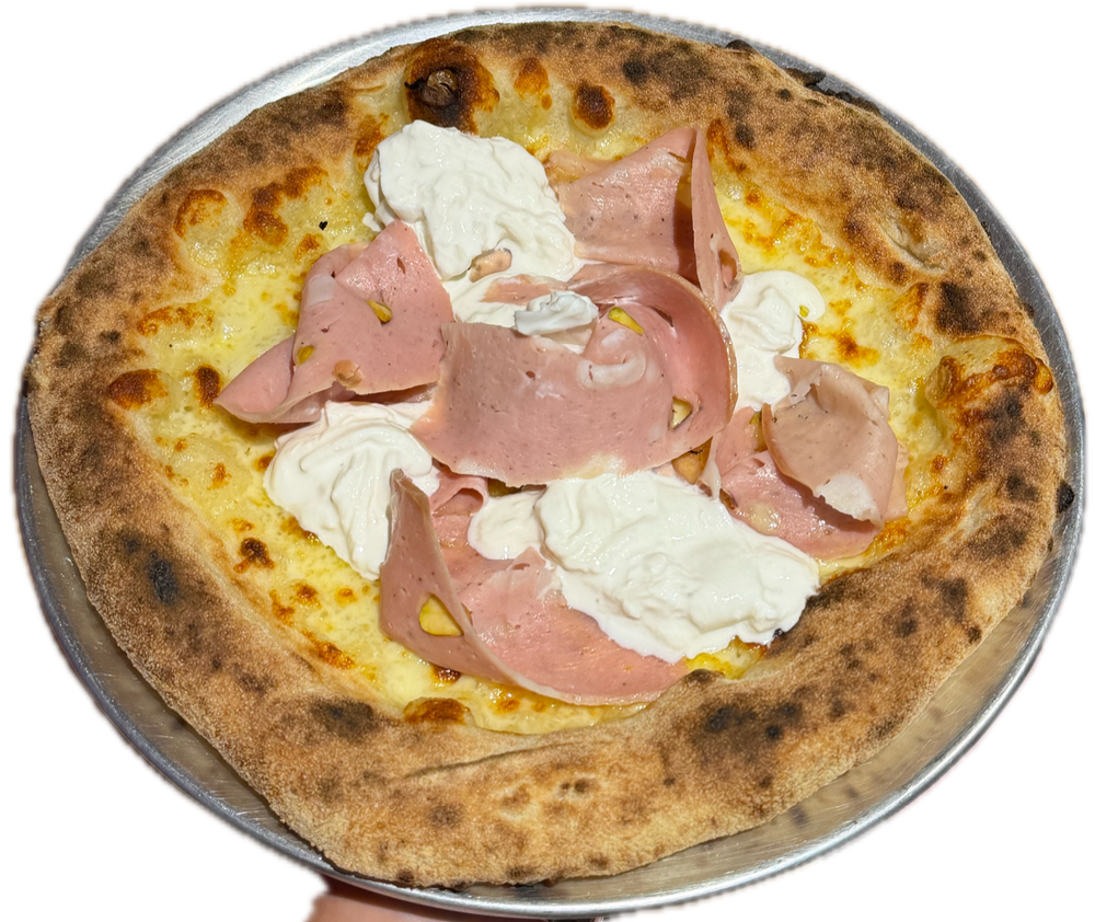 MORTADELLA BURRATA & CHERRY TOMATO PIZZA (S)
