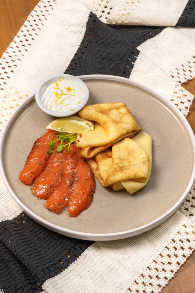 CRAPES WITH CURED SALMON