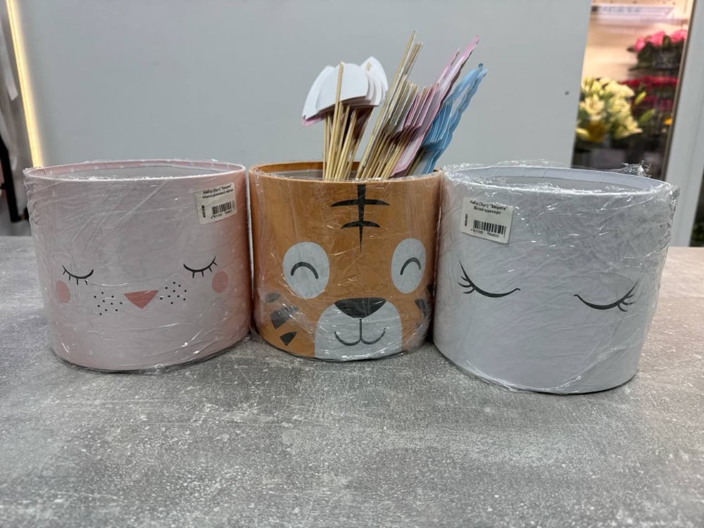 Коробка Звірята середня (висота 12см; діаметр 14см)