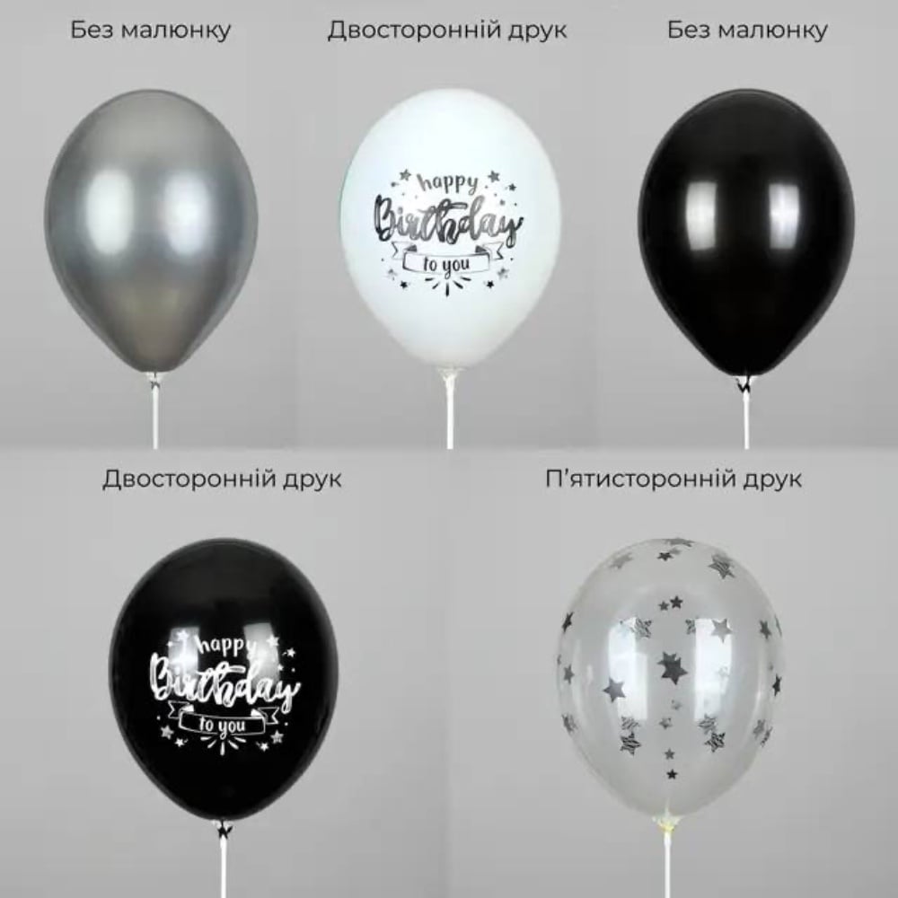 Набір куль Happy Birthday Чорні зірки Belbal 12" 10шт