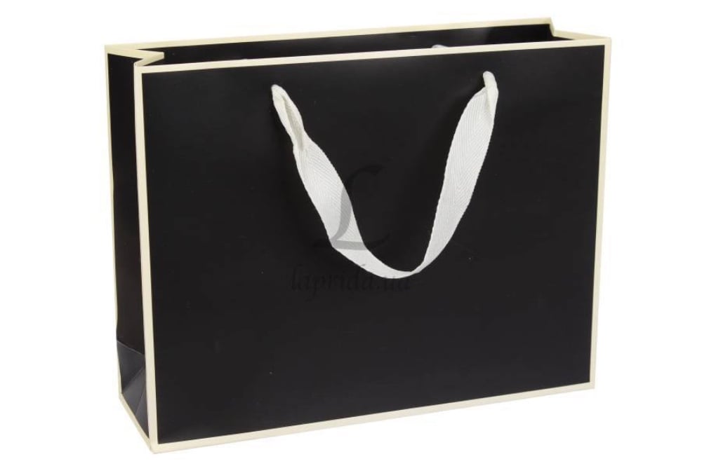 Пакет картонний горизонтальний чорний 27*8*21