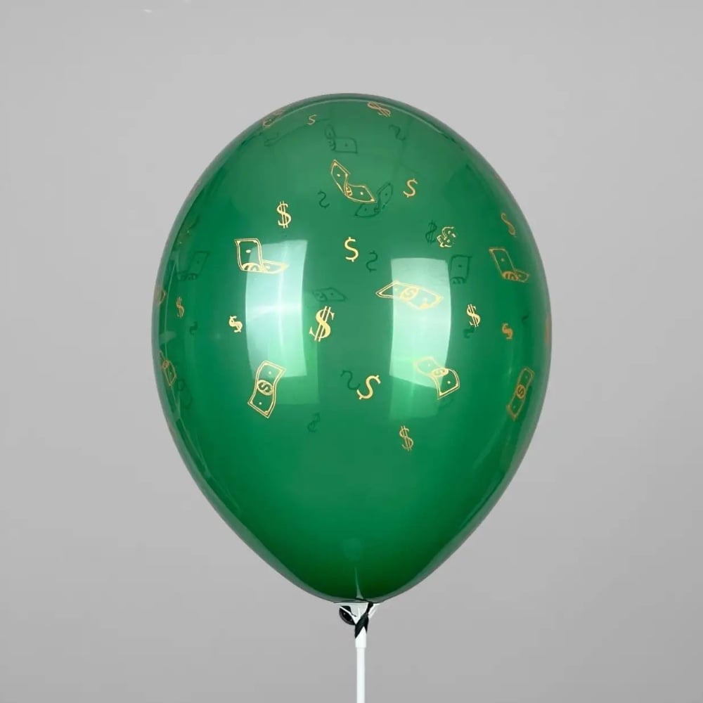 Кулька з принтом "Долари - Золотий на зеленому" 12" Belbal
