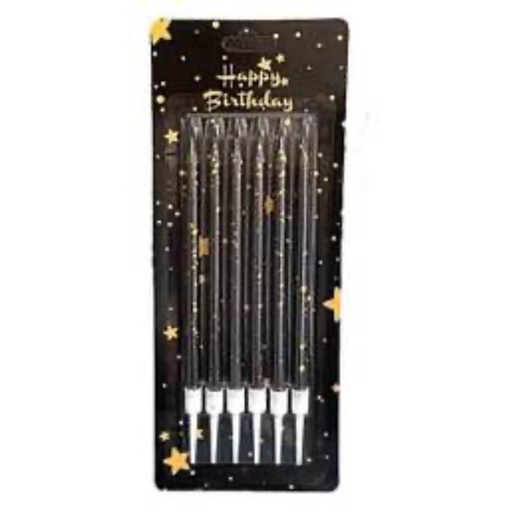 Свічки для торта Чорні із бризками золота