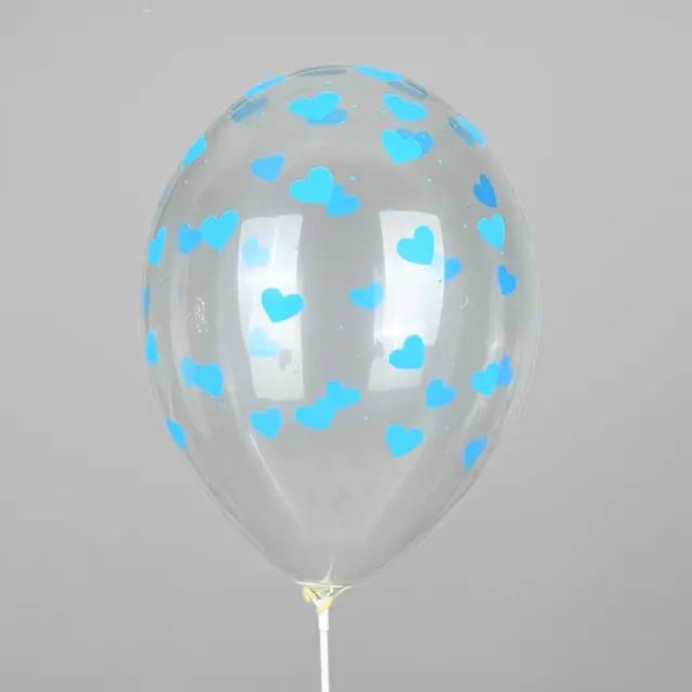 Кулька з принтом Блакитні серця на прозорому