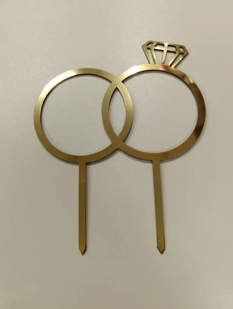 Топер для торту "Обручки" золото