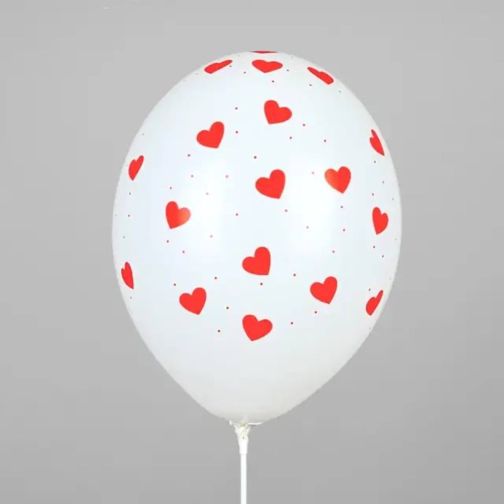 Кулька з принтом Червоні серця на білому