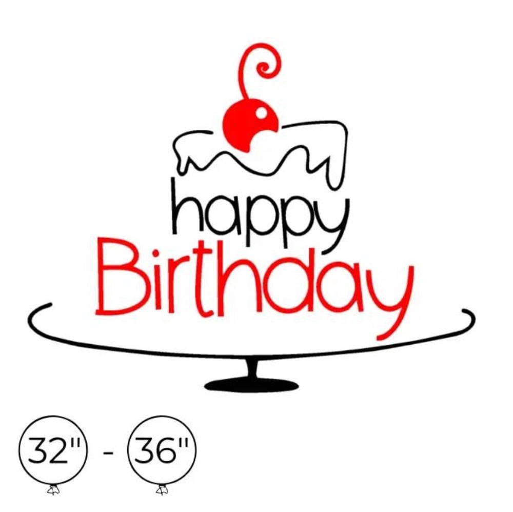 Наліпка на кулю 32"-36" Happy Birthday Тортик