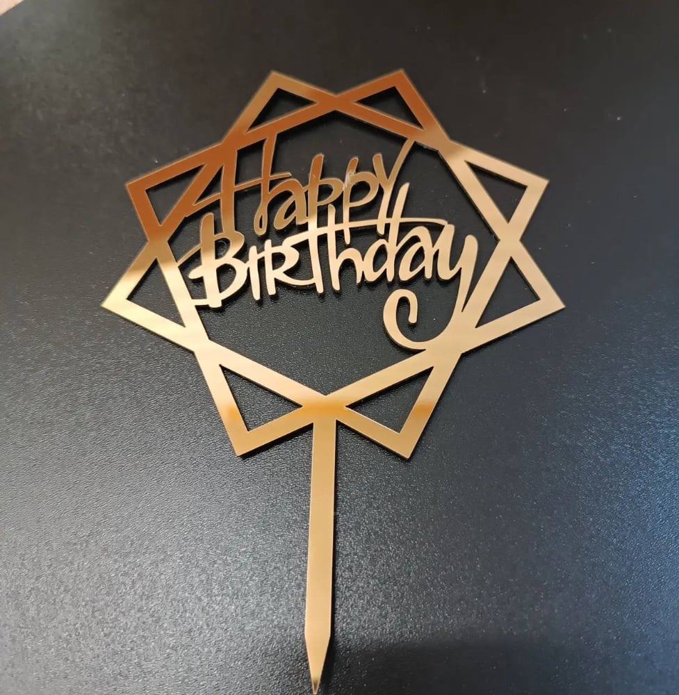 Топер для торта "happy Birthday" золото