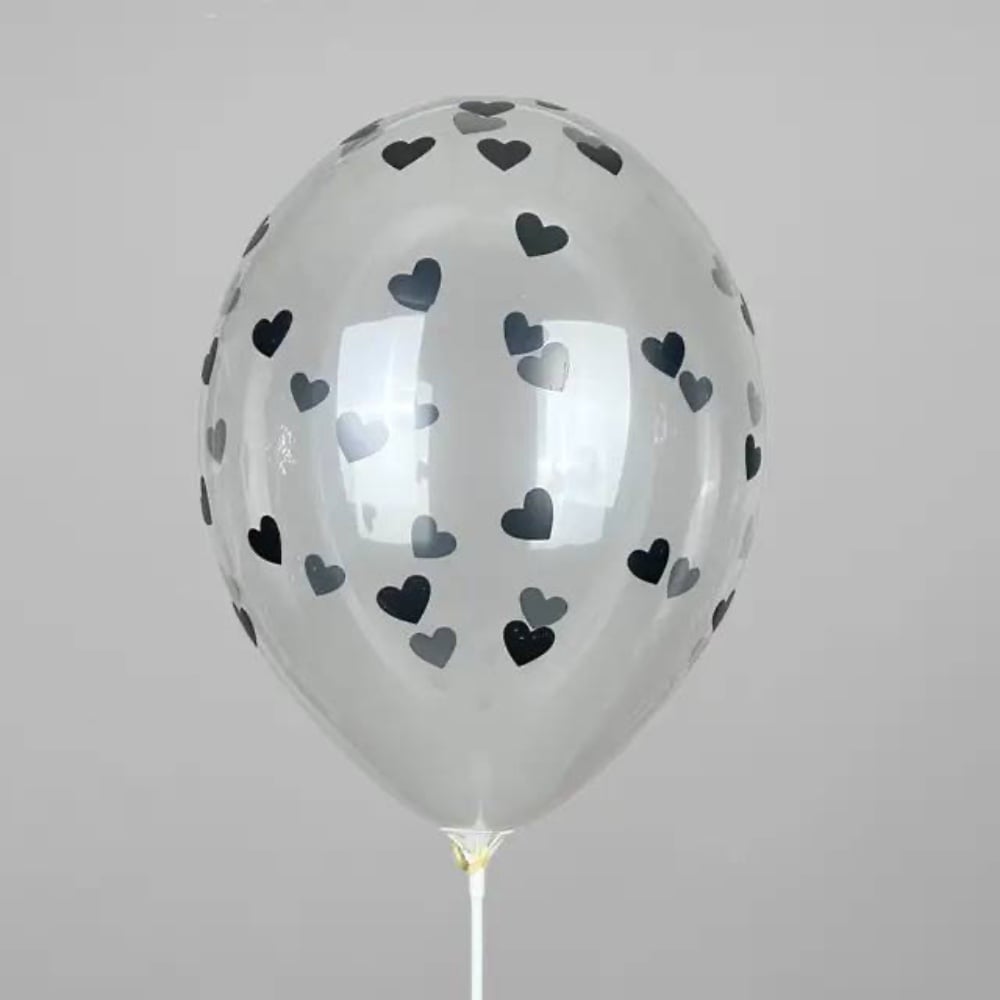 Кулька з принтом Чорні серця на прозорому