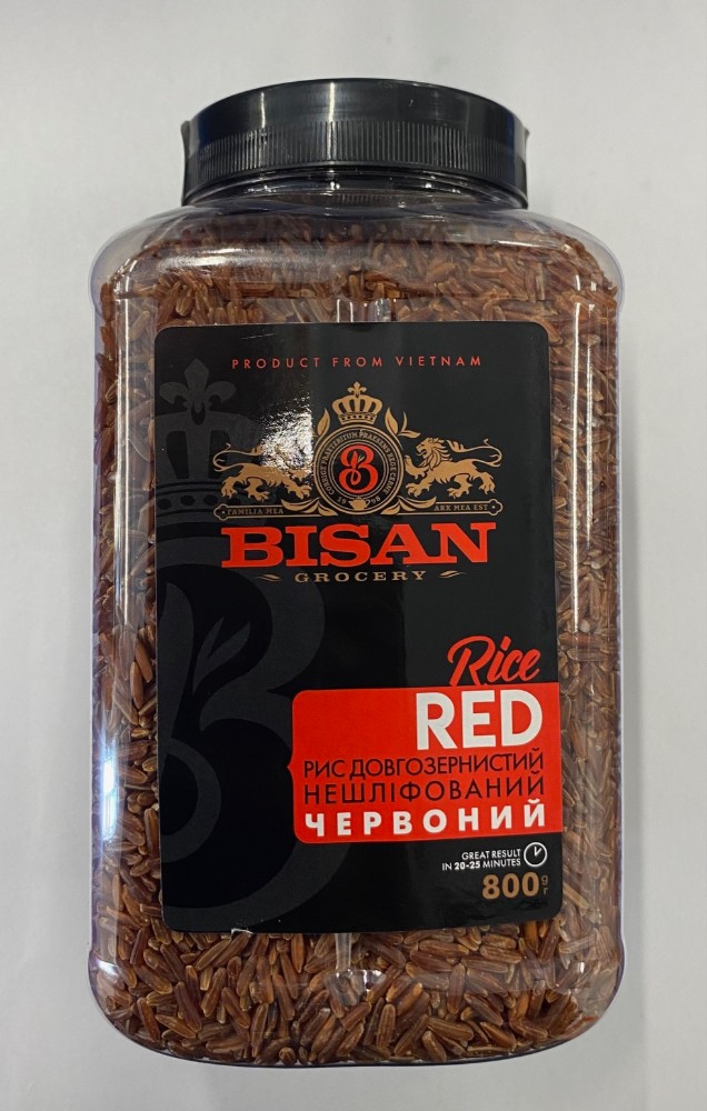 Bisan Рис RED довгозернистий нешліфований червоний (Павловський), пл/б 0.800кг