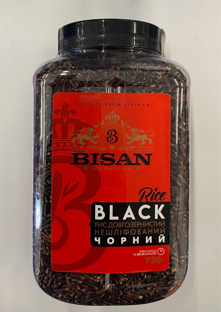 Bisan Рис BLACK довгозернистий нешліфований чорний (Павловський), пл/б,0.75кг