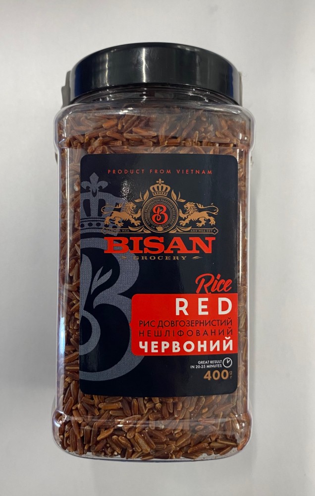 Bisan Рис RED довгозернистий нешліфований червоний (Павловський), пл/б 400г