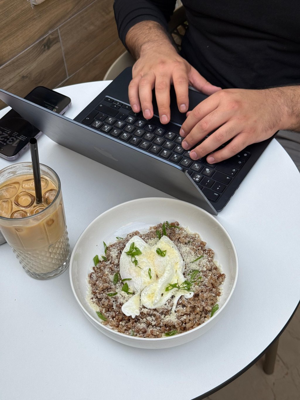 Buckwheat porridge with parmesan and poached egg