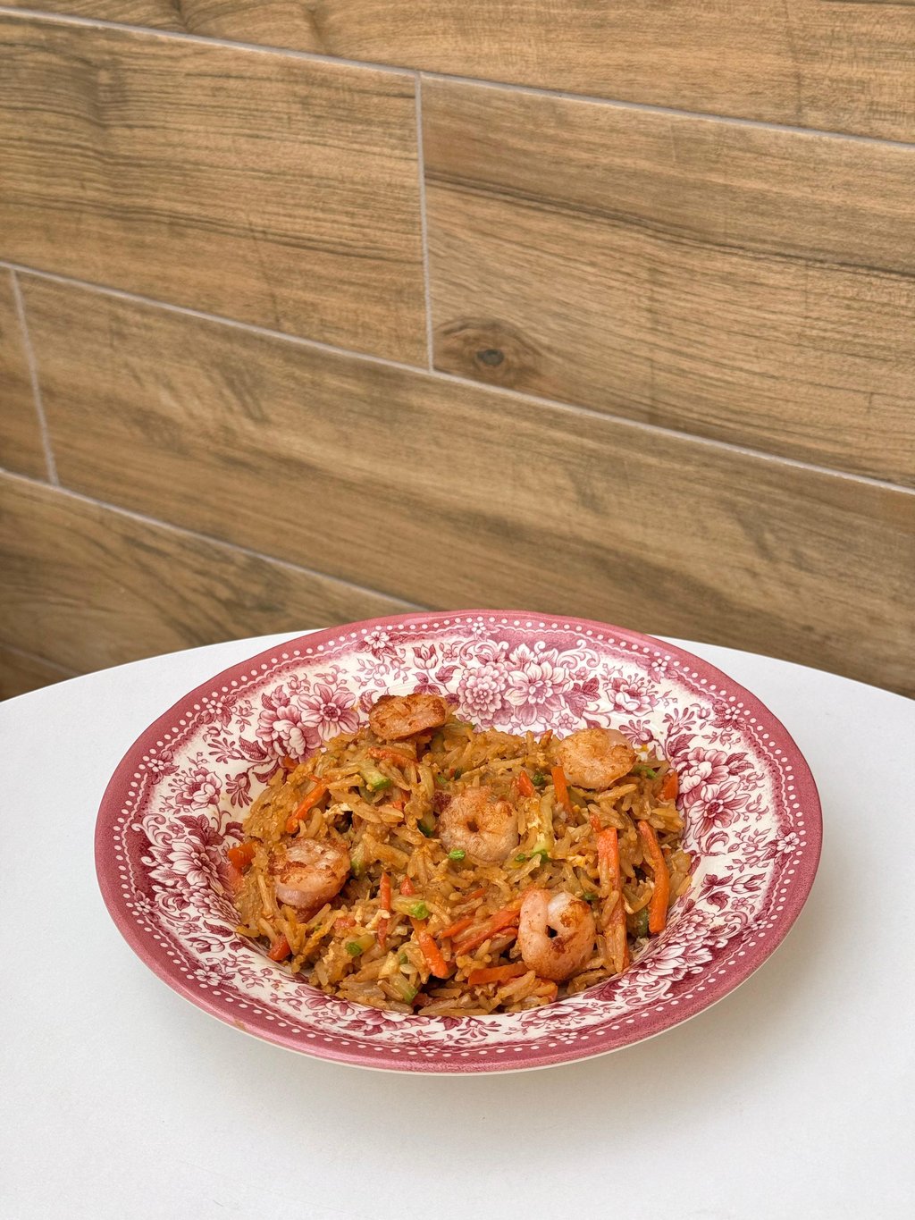 Shrimp fried rice with vegetables & kimchi