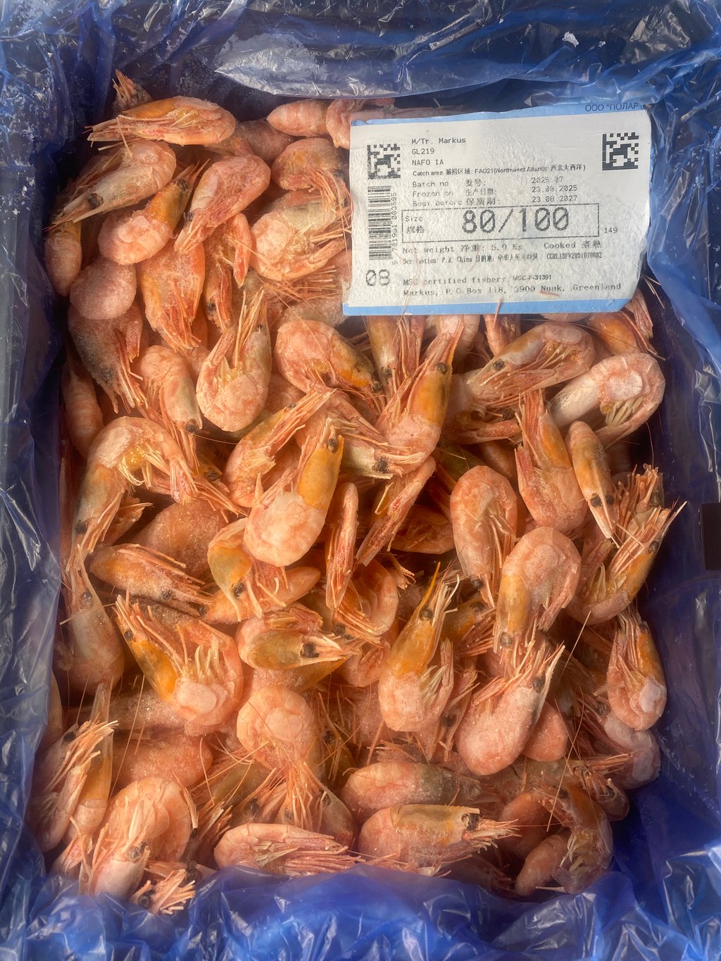 креветка в панцирі з /г 80/100 -5 кг