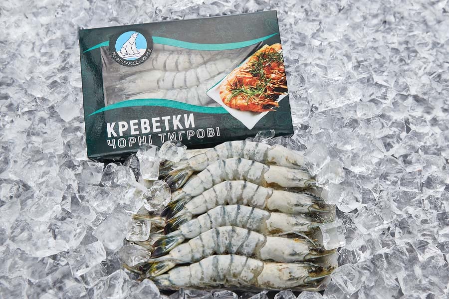 чорна тигрова креветка в панц. 8/12 , уп 1 кг