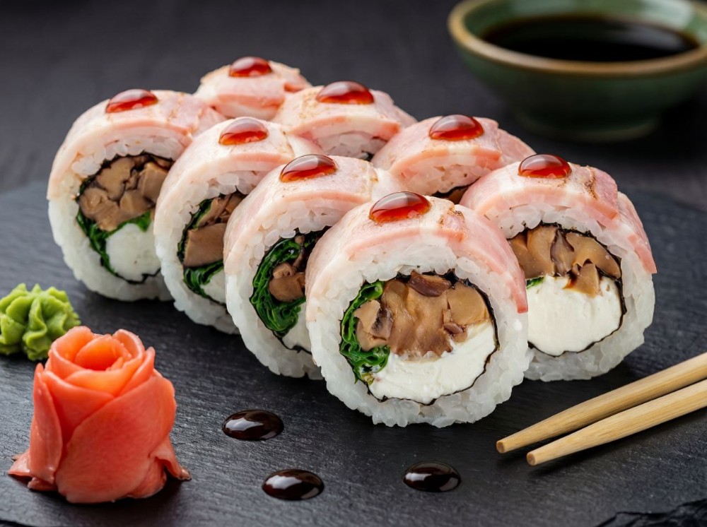 Рол з беконом та грибами