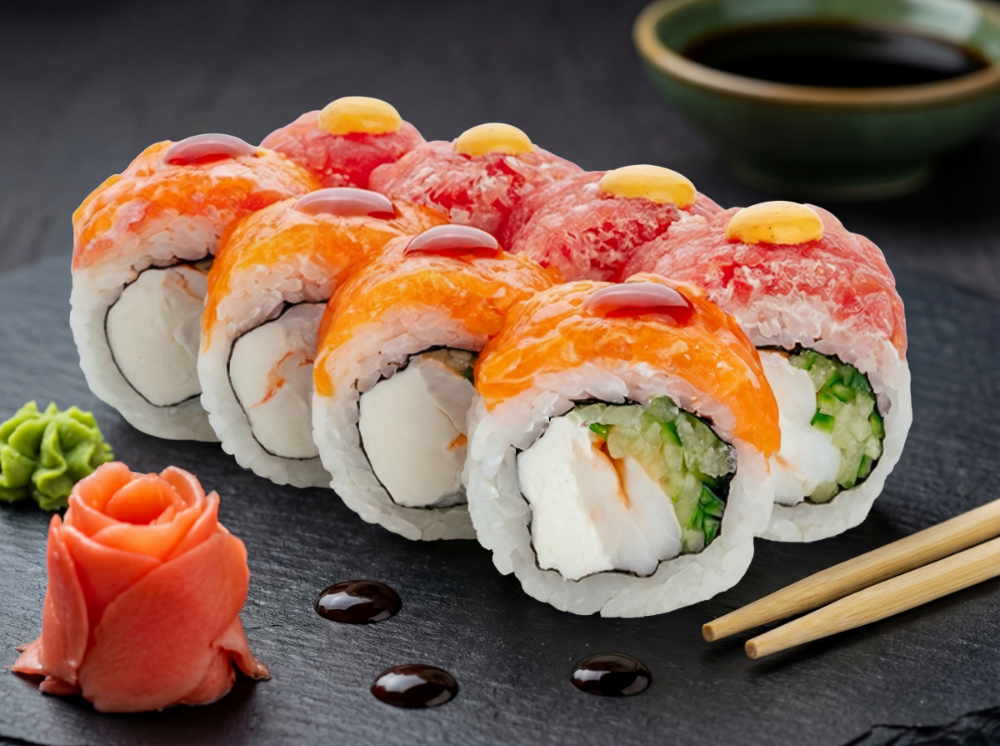 З креветкою тартаром з лосося та тунця