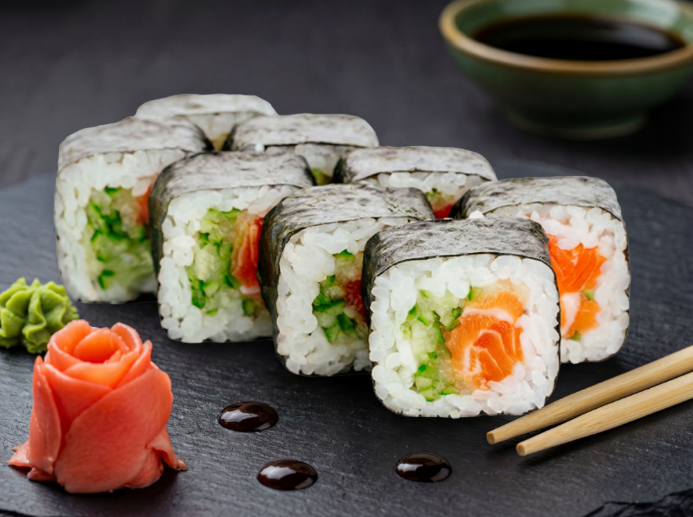 Макі з лососем та огірком