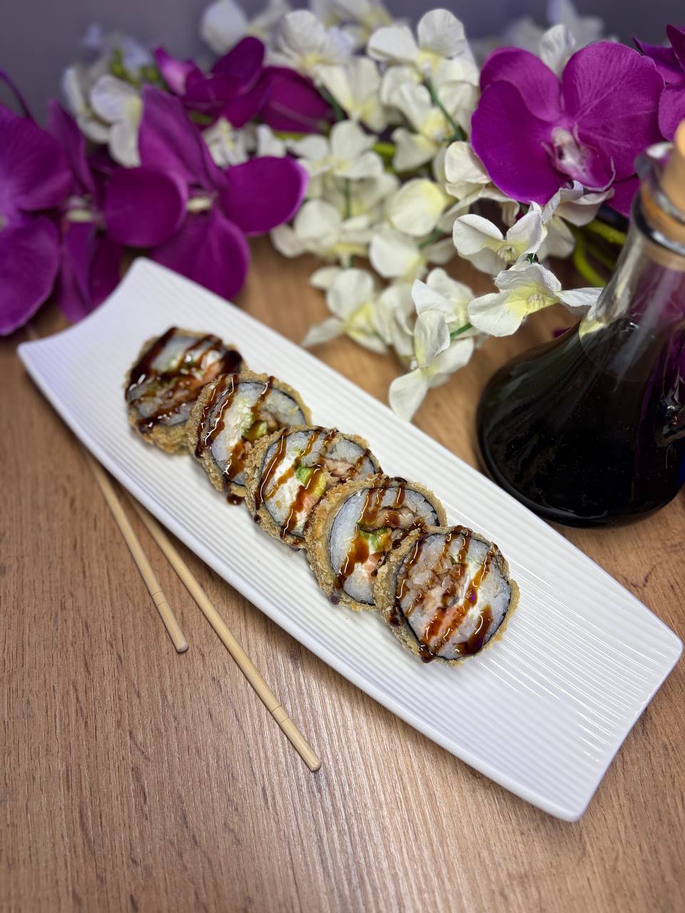 Темпура з лососем та вугрем