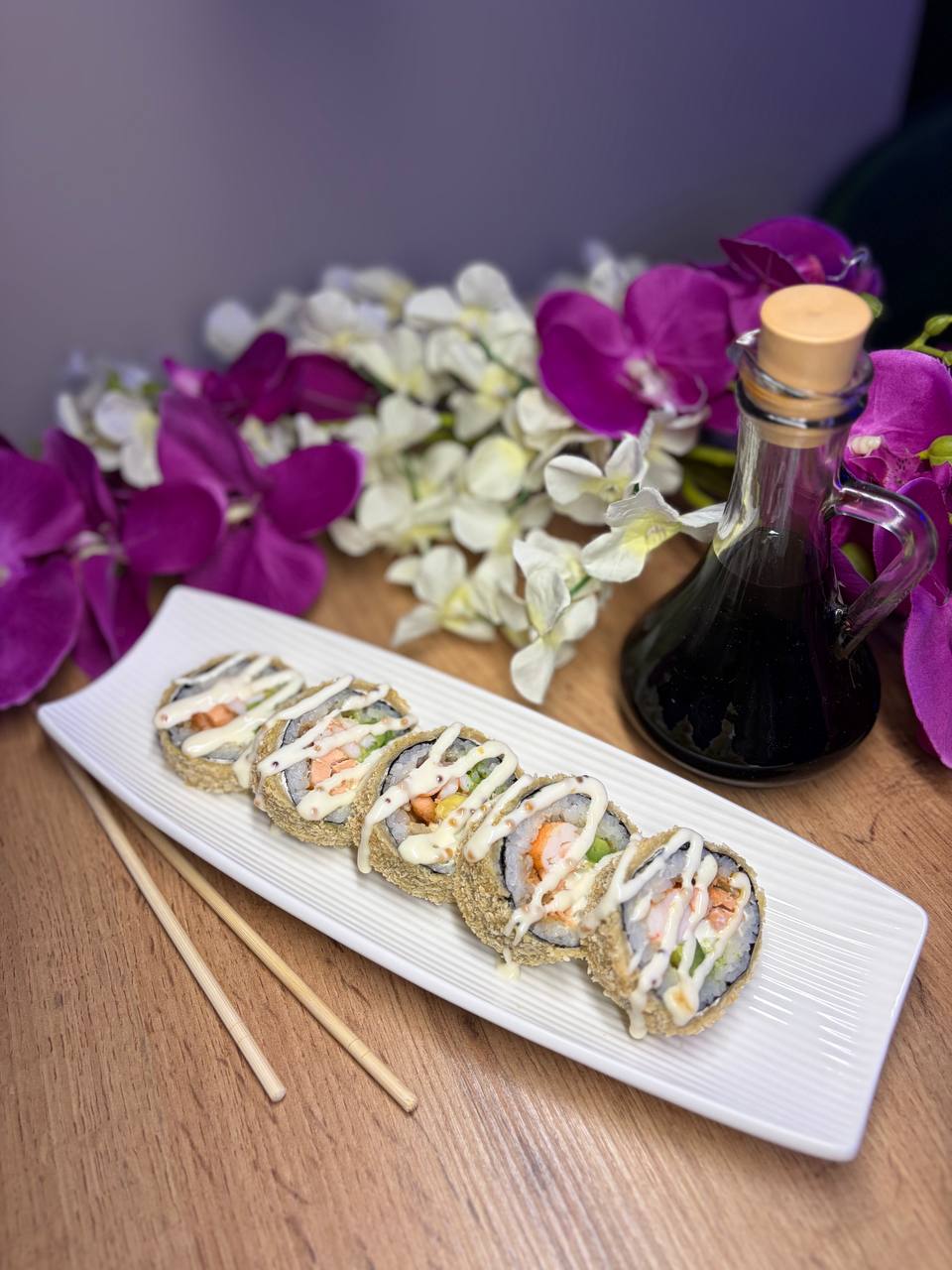 Темпура з теріякі лососем та креветкою