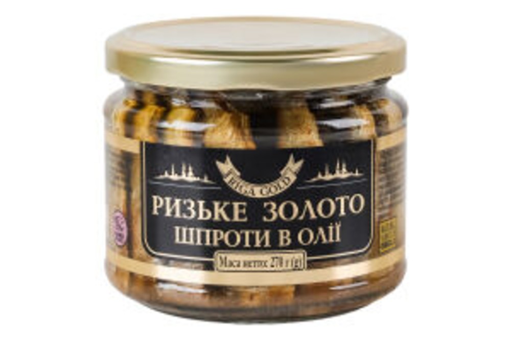 Шпроти в олії Скло Ризьке золото 270г