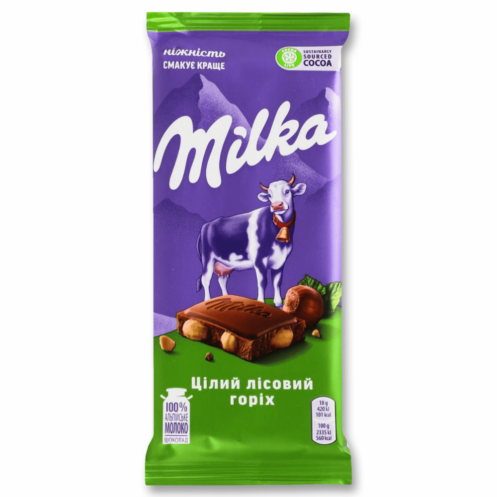 Шоколад Мілка цілий горіх 90г