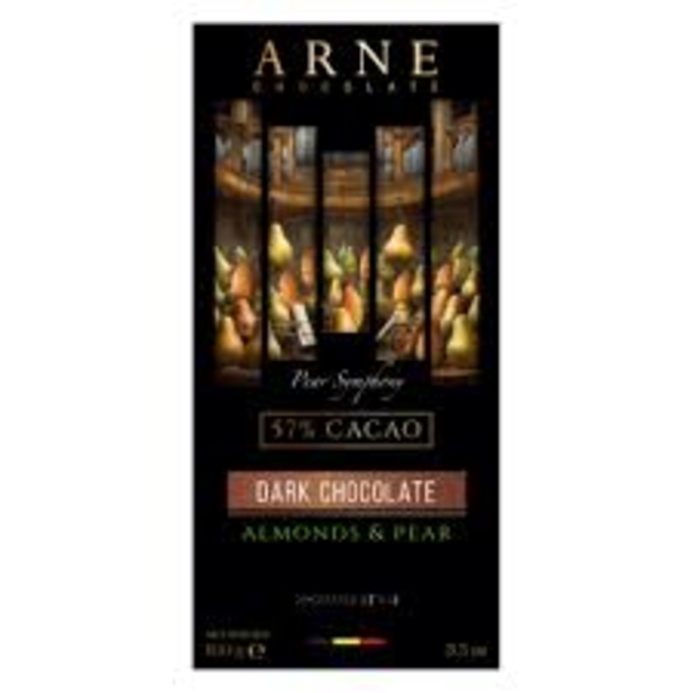 Шоколад чорний 57% з мигдалем та грушею Arne