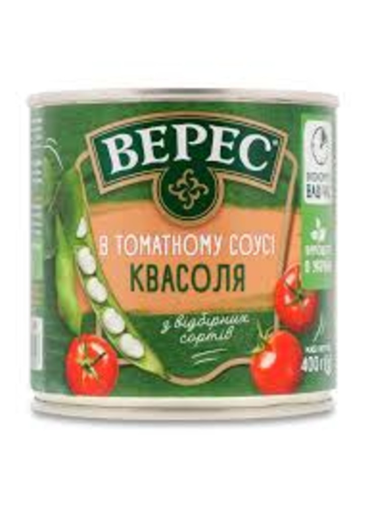 Квасолля в томатному соусі 400г ж/б Верес