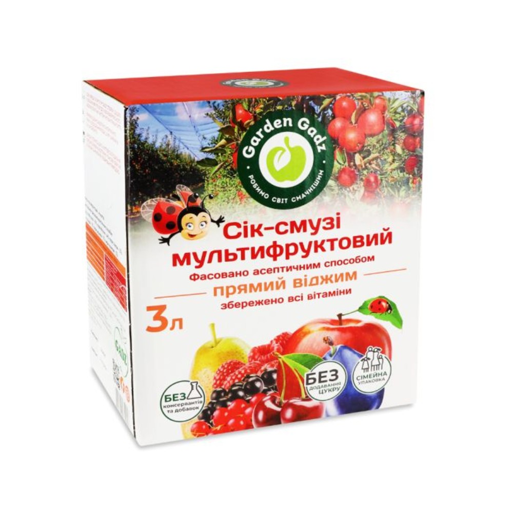 Сік-смузі Мультифруктовий з мякоттю 3л GADZ